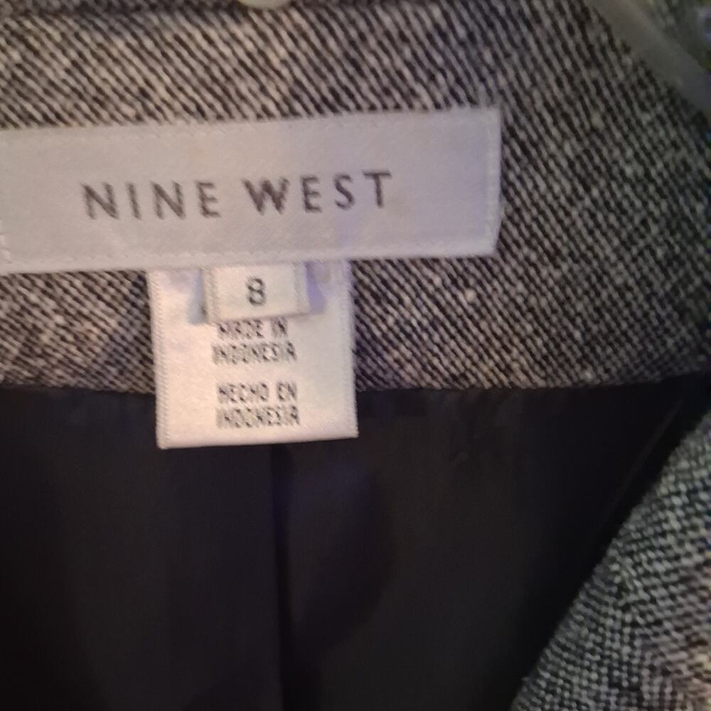 Y2K Nine West Wool Silk Blend Jacket Gray Herringbone Career Size 8 - Picture 7 of 9